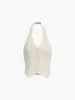 Button Front Halter Neck Backless Vest Blazer With Skirt Set sold by COMMENSE