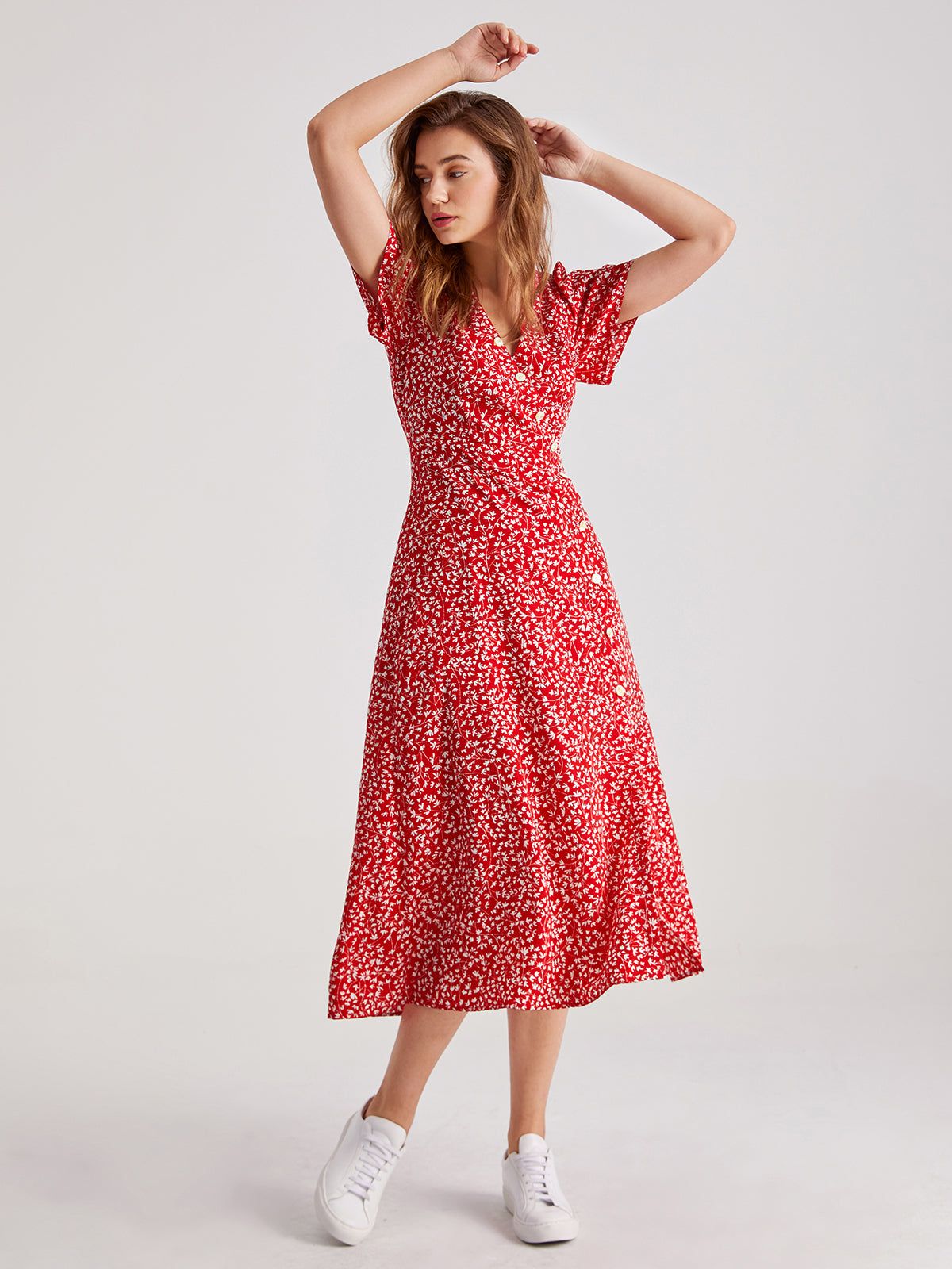 Sweetheart Button Front Slit Dress sold by COMMENSE product image thumbnail 3