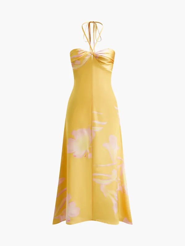 Halter Backless Printed Long Dress sold by COMMENSE