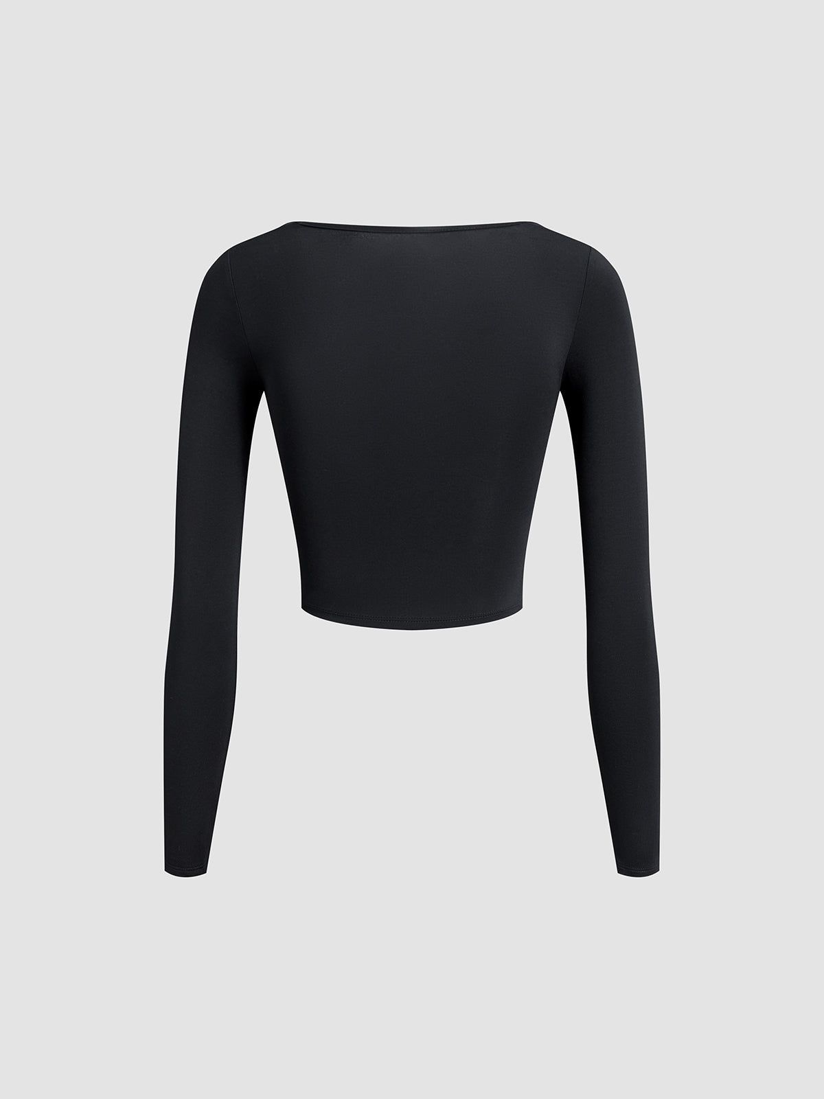 Square Neck Ruched Long Sleeve Crop Shirt sold by COMMENSE product image thumbnail 5