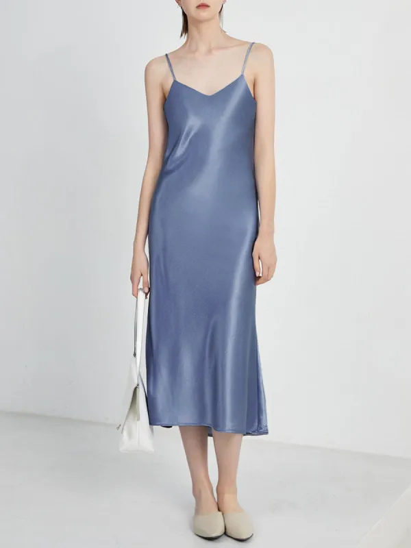 V-Neck Satin Strap Midi Dress sold by COMMENSE