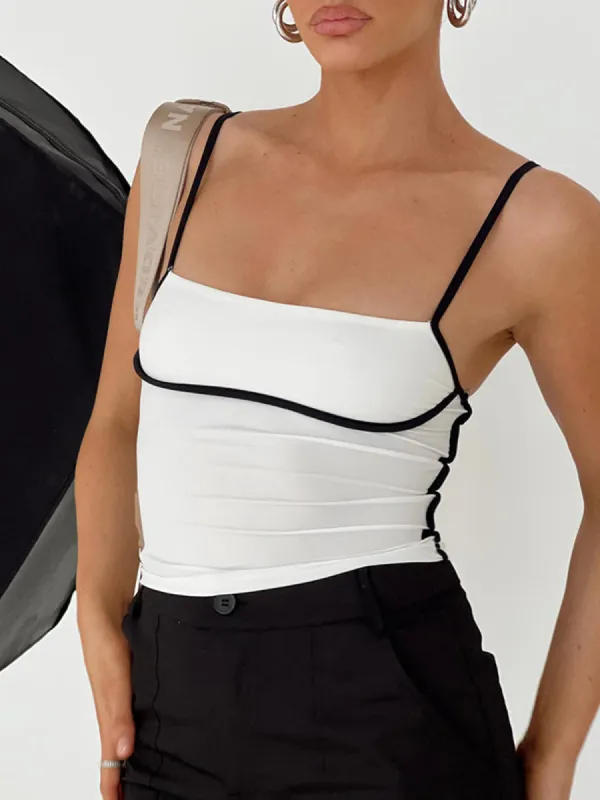 Contrast Trim Streamlined Cami Top sold by COMMENSE