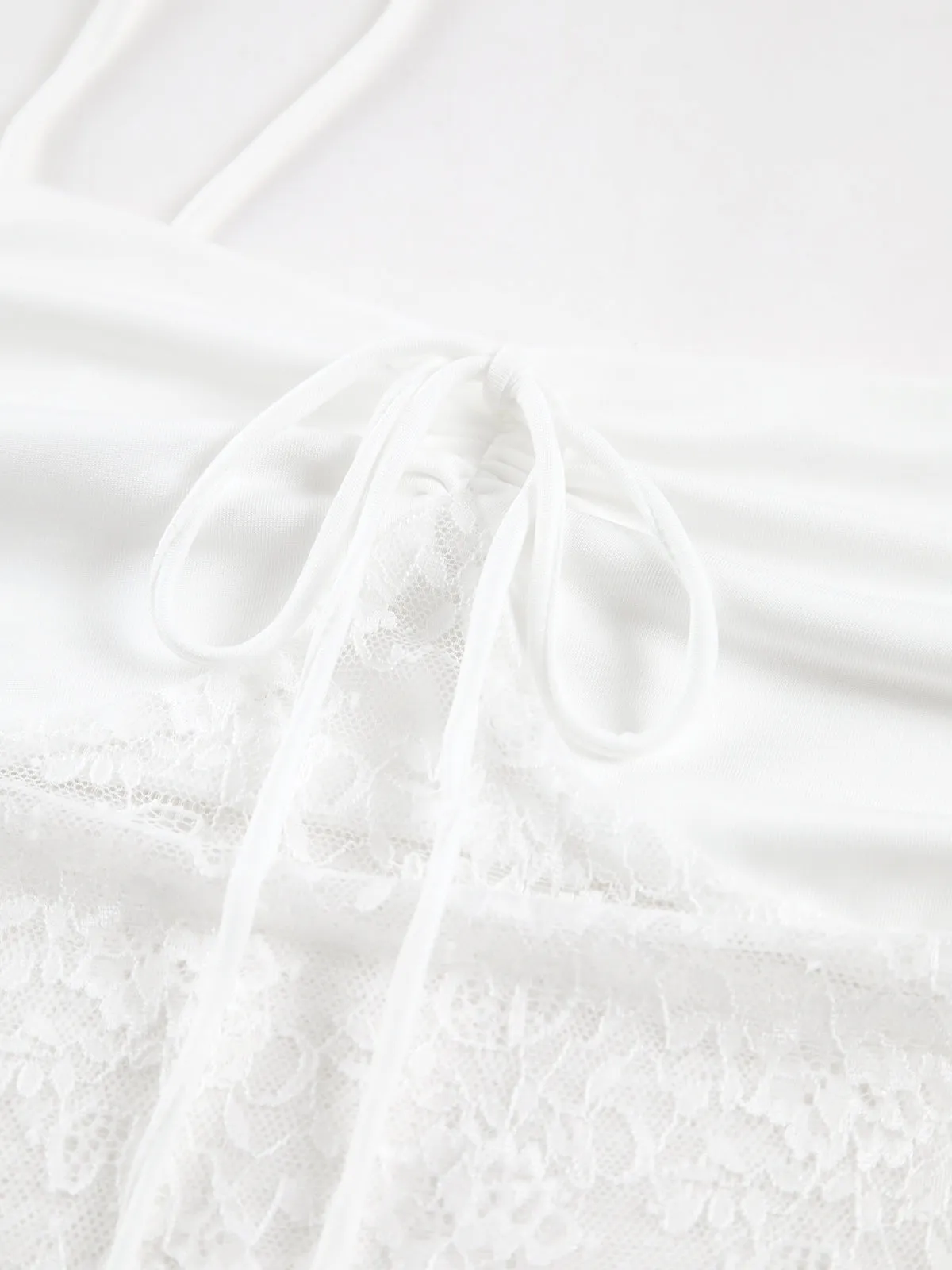 Sheer Lace Patchwork Tie Up Cami sold by COMMENSE product image thumbnail 3