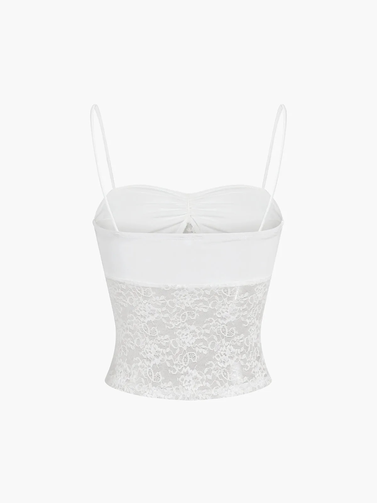 Sheer Lace Patchwork Tie Up Cami sold by COMMENSE product image thumbnail 2