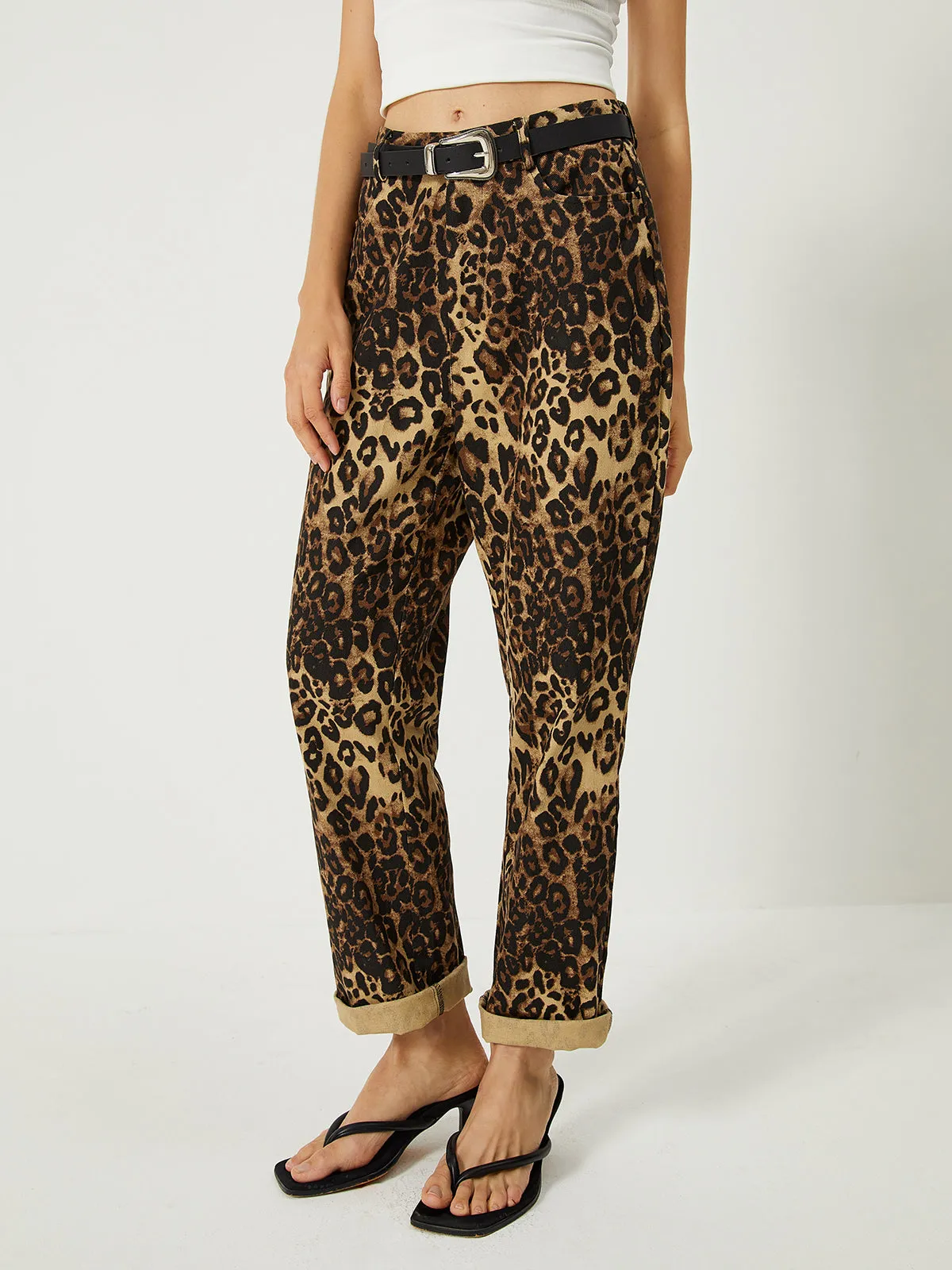 Leopard Print Straight Leg Pants sold by COMMENSE product image thumbnail 5