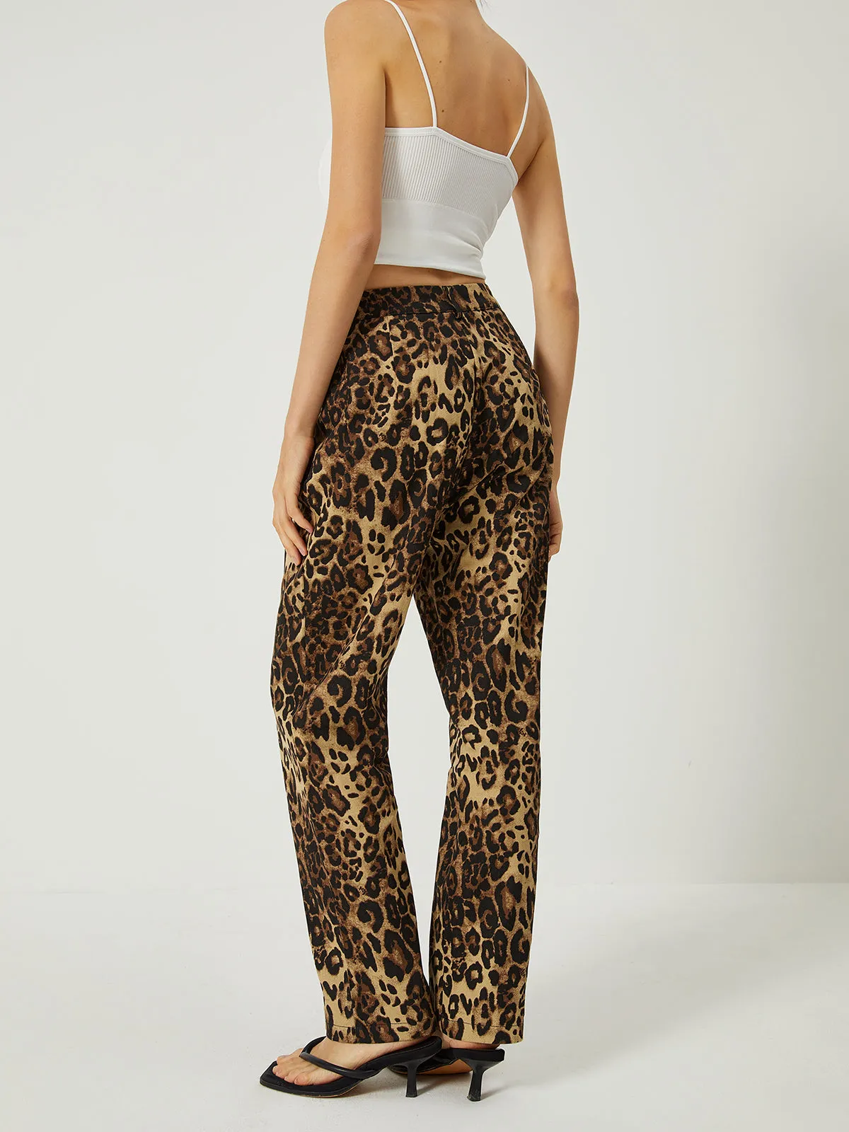 Leopard Print Straight Leg Pants sold by COMMENSE product image thumbnail 4