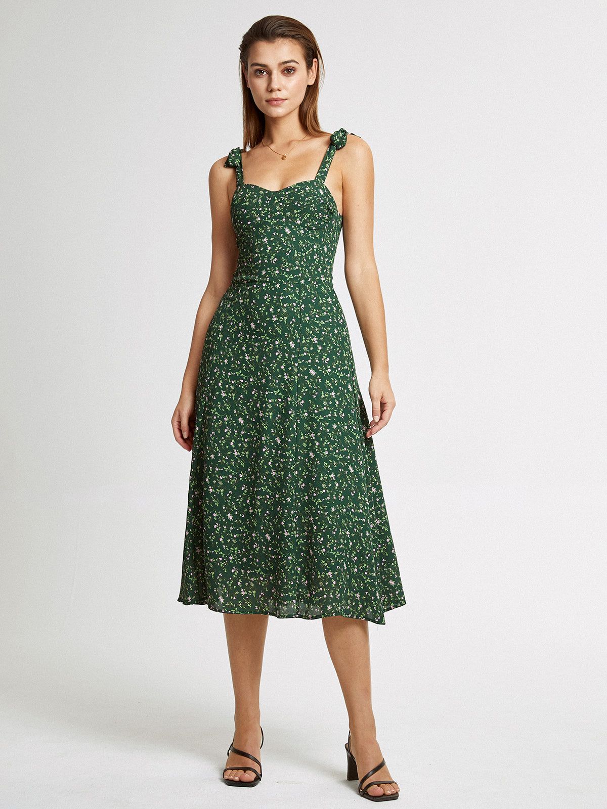 Sweetheart Garden Floral Midi Strap Dress sold by COMMENSE product image thumbnail 3