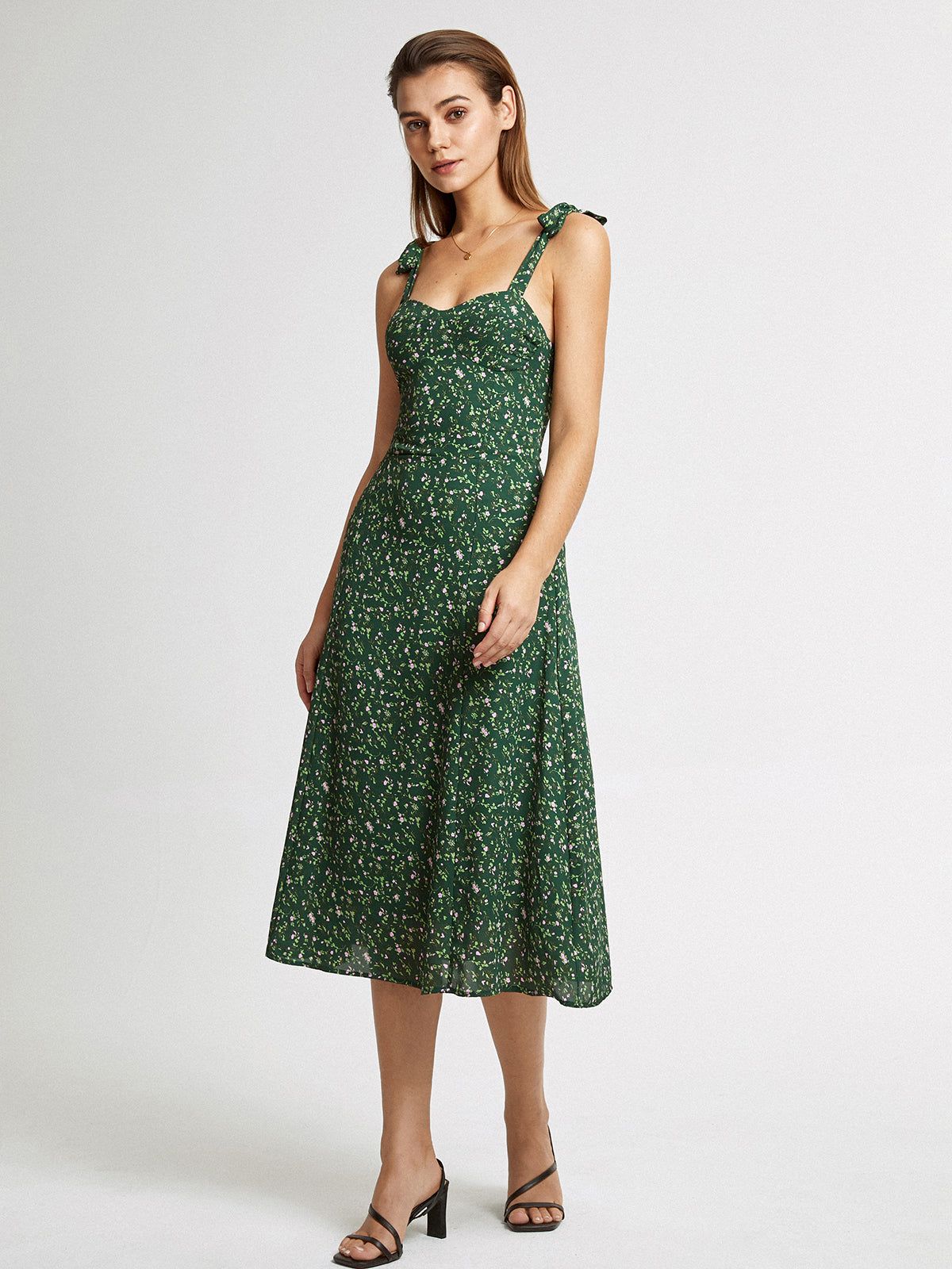 Sweetheart Garden Floral Midi Strap Dress sold by COMMENSE product image thumbnail 4