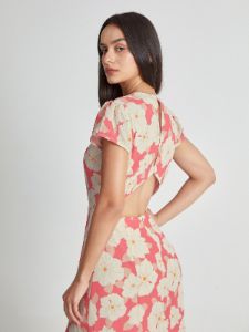 Short Sleeve Back Cutout Floral Oasis Midi Dress sold by COMMENSE