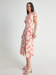 Short Sleeve Back Cutout Floral Oasis Midi Dress sold by COMMENSE