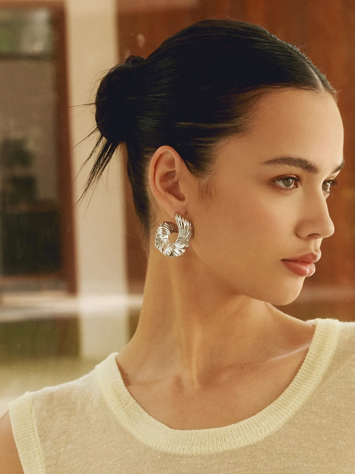 Geometric Irregular Texture Stud Earrings sold by COMMENSE product image thumbnail 5