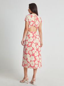 Short Sleeve Back Cutout Floral Oasis Midi Dress sold by COMMENSE