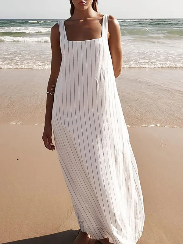 Striped Cami Long Dress sold by COMMENSE