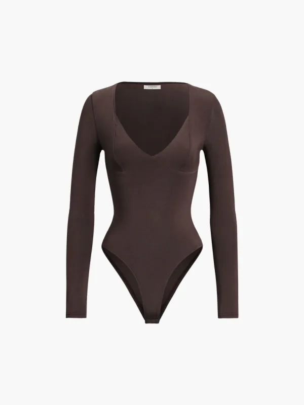 V-neck Low Cut Long Sleeve Bodysuit sold by COMMENSE