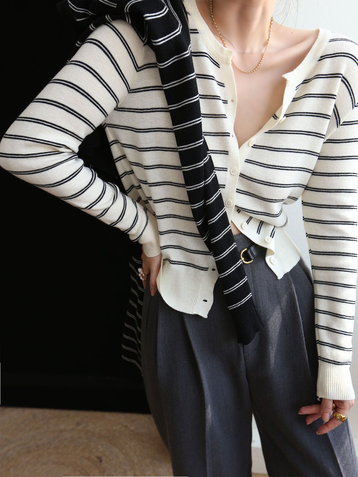 Timeless Stripe Cardigan sold by COMMENSE