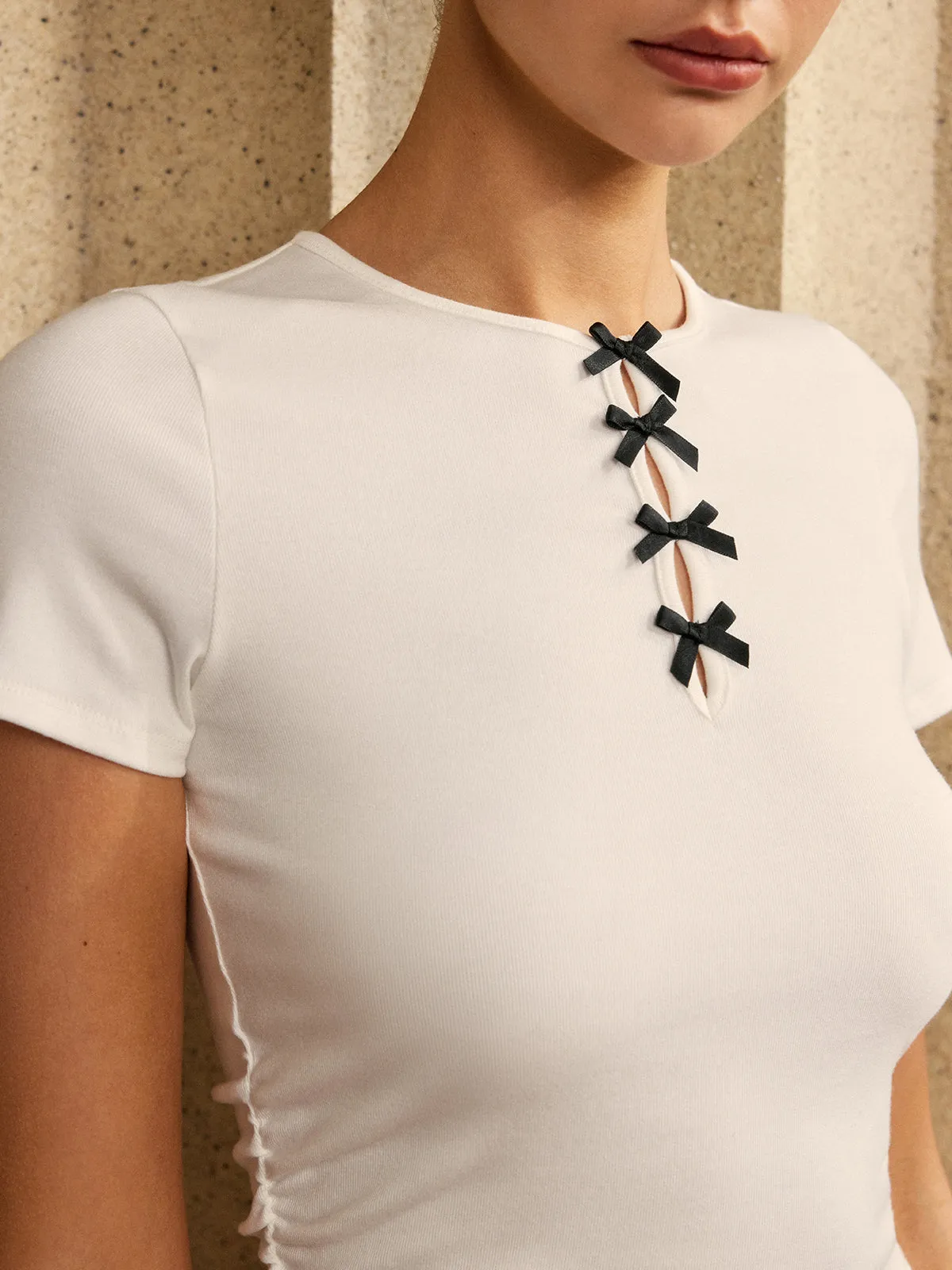 Pure Cotton Ribbon T-Shirt sold by COMMENSE product image thumbnail 4