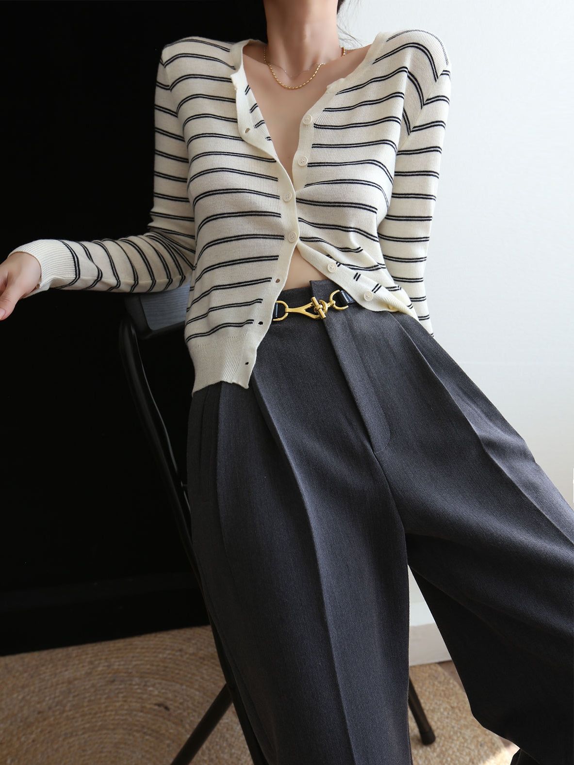 Timeless Stripe Cardigan sold by COMMENSE product image thumbnail 2