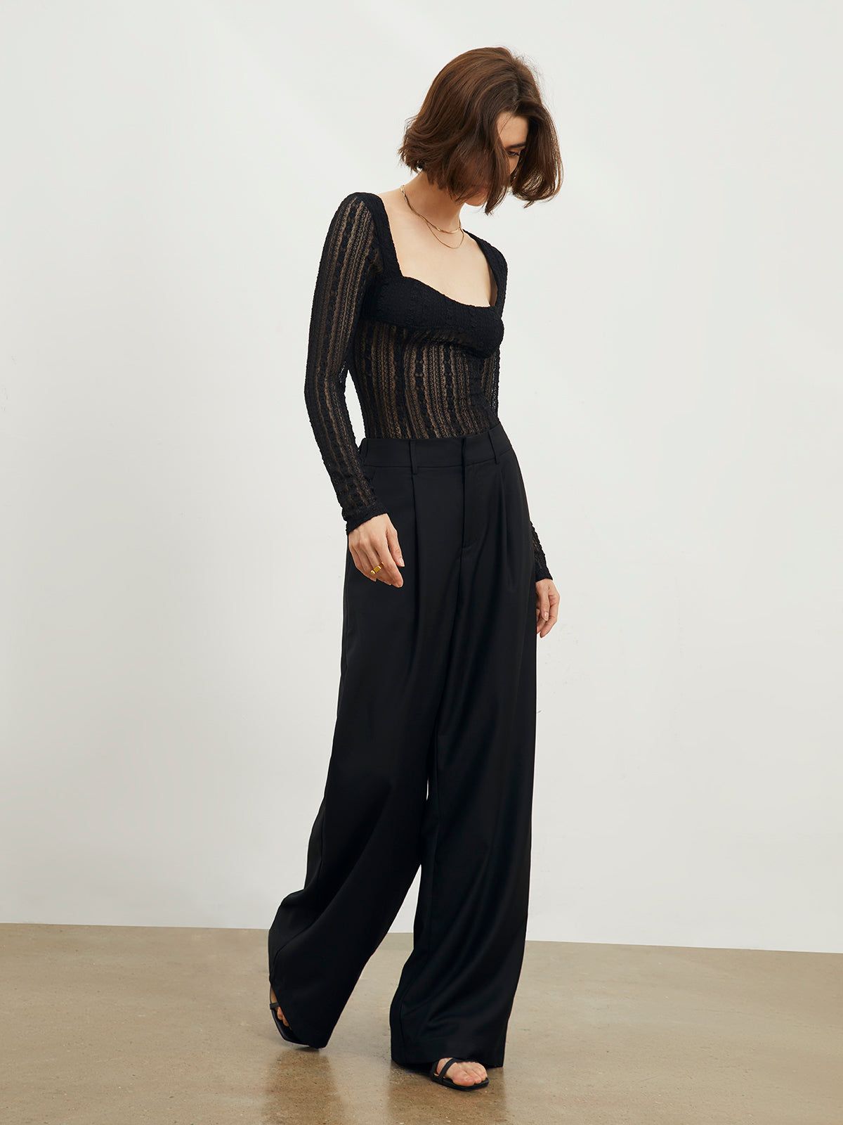 Tied Lace Mesh Blouse sold by COMMENSE product image thumbnail 2