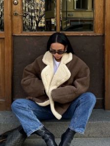 Oversized Sherpa Lined Shearling Jacket sold by COMMENSE