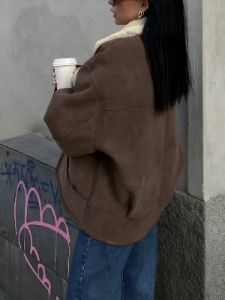 Oversized Sherpa Lined Shearling Jacket sold by COMMENSE