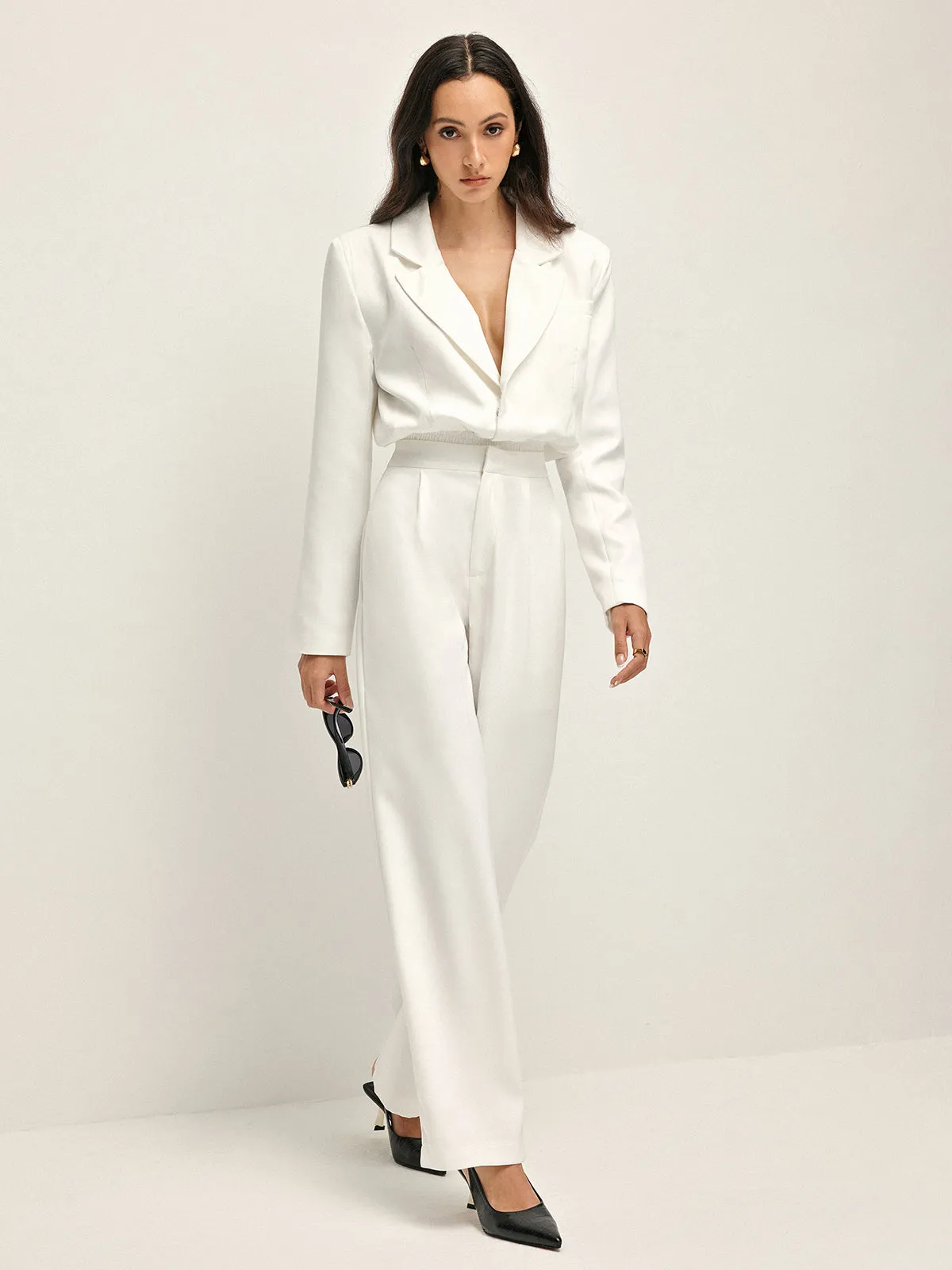 Shoulder Pads Lapel Pleated Pants Set sold by COMMENSE product image thumbnail 2