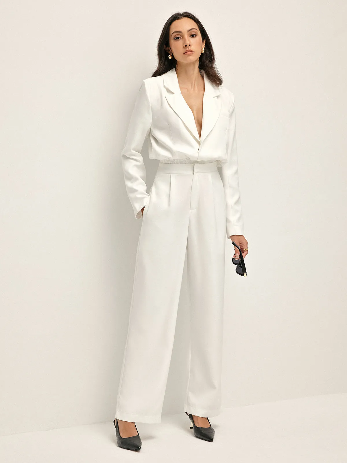 Shoulder Pads Lapel Pleated Pants Set sold by COMMENSE product image thumbnail 3