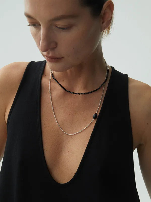 Black Onyx Beaded Necklace sold by COMMENSE