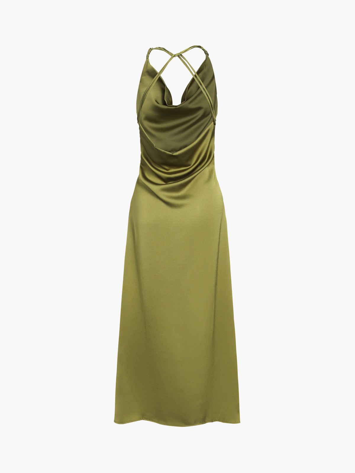 Vintage Love Satin Cowl Neck Open Back Midi Dress sold by COMMENSE product image thumbnail 2