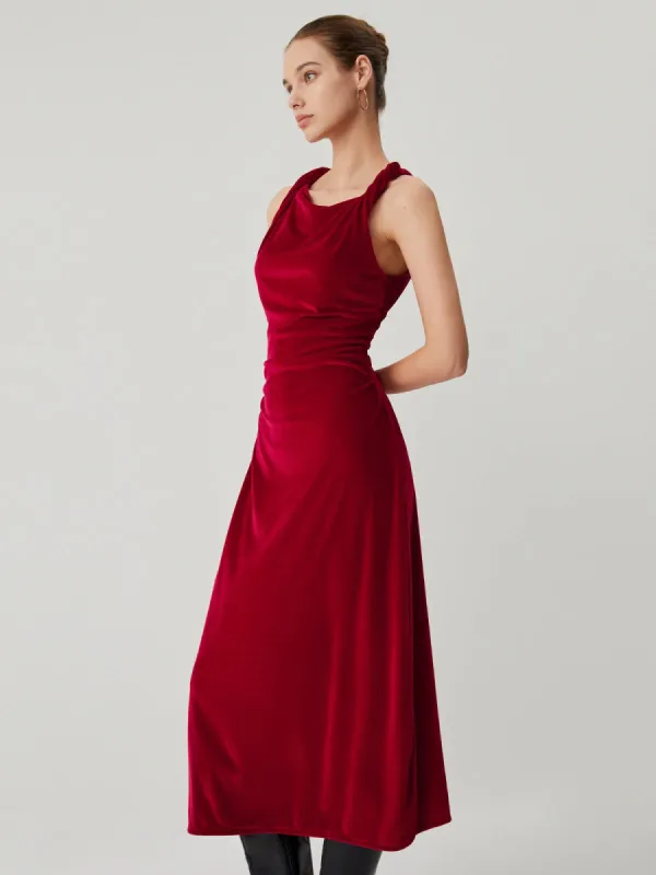 Velvet Twisted Sleeveless Maxi Dress sold by COMMENSE