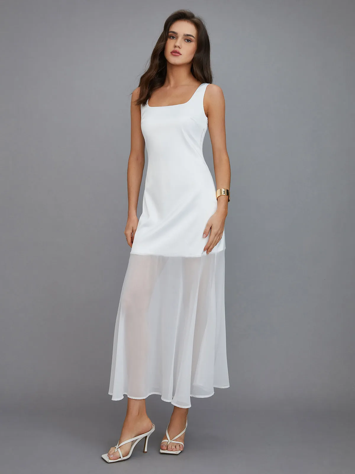 Sheer Overlay Long Dress sold by COMMENSE product image thumbnail 2