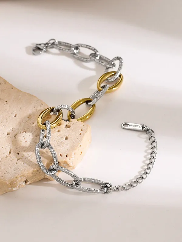 Golden & Silver Link  Bracelet sold by COMMENSE