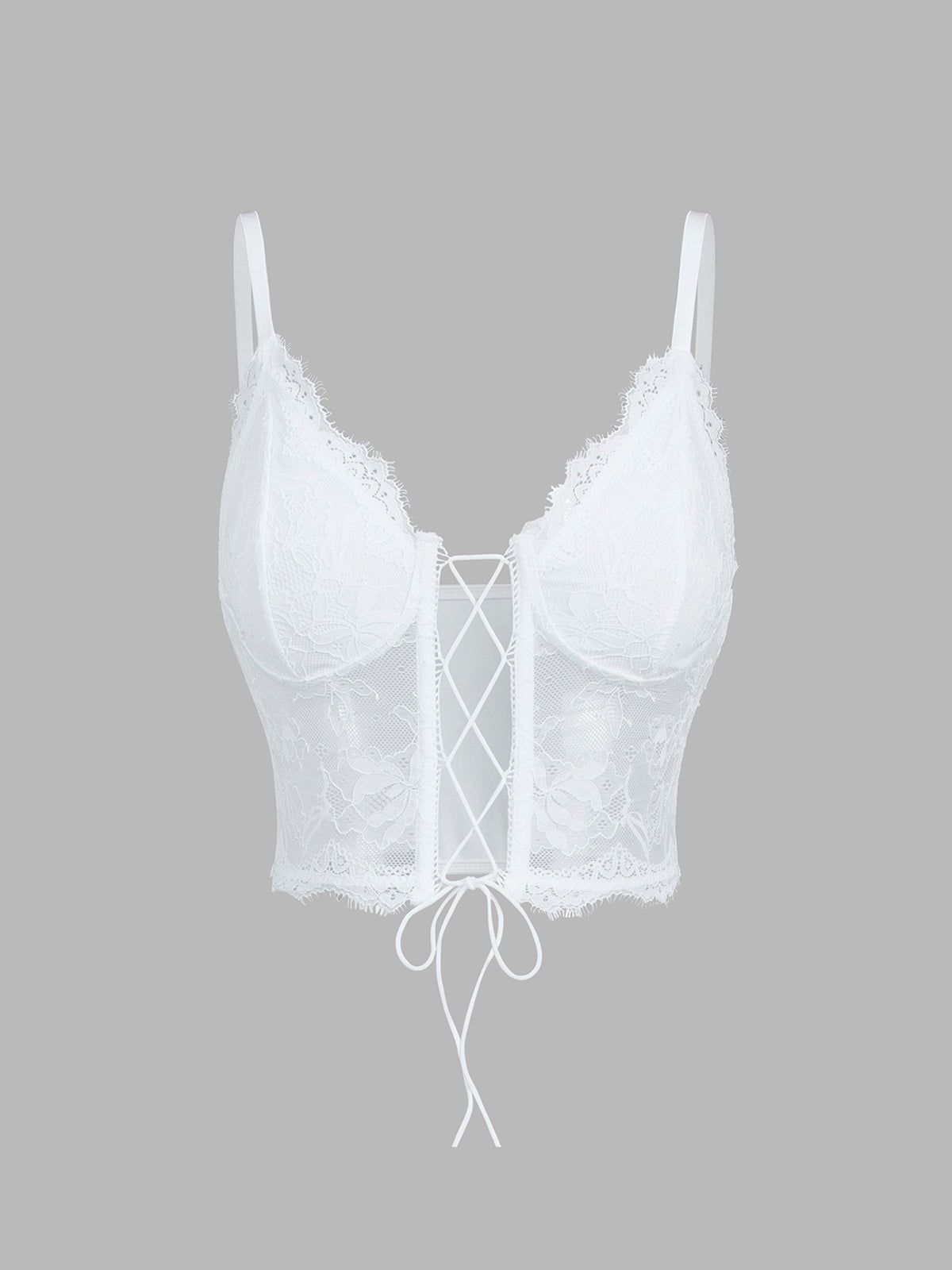 Floral Lace Tied Crop Corset Top sold by COMMENSE