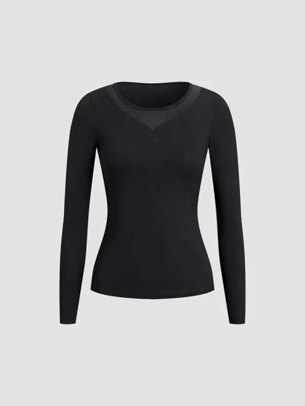 Contrast Mesh Long Sleeve Shirt sold by COMMENSE