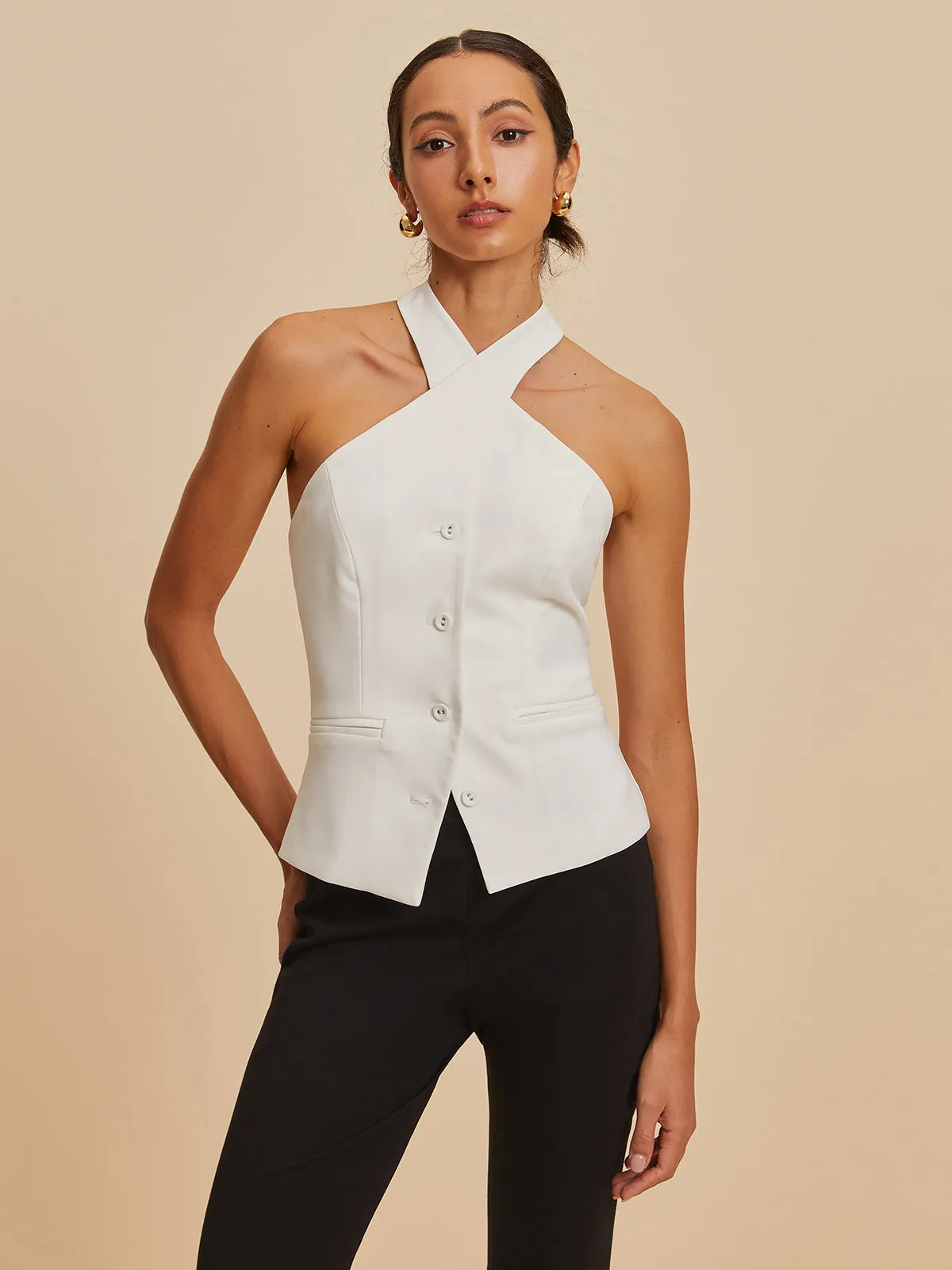 Backless Cross-Over Collar Tank Top sold by COMMENSE product image thumbnail 2