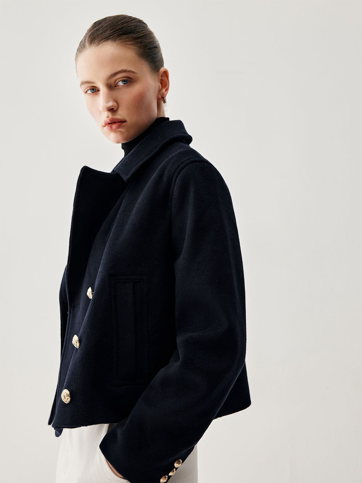 Collared Button Detail Wool Coat sold by COMMENSE product image thumbnail 4