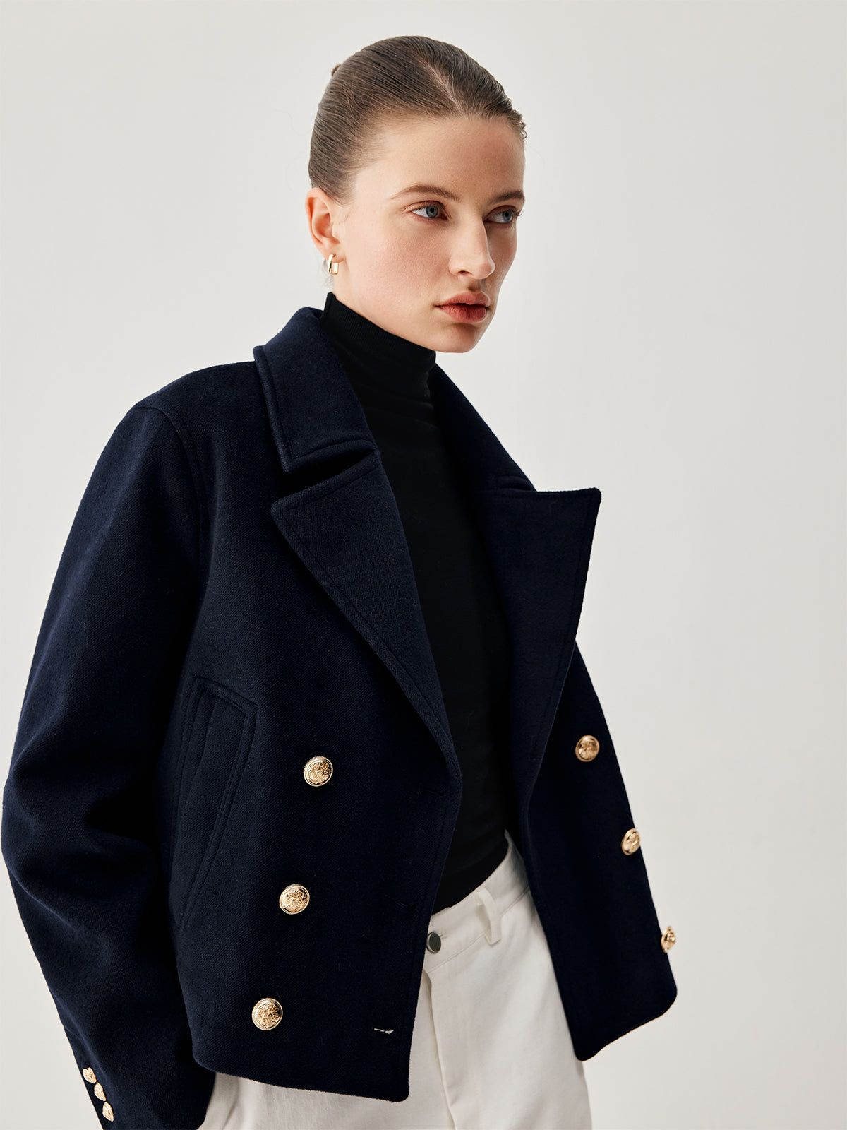 Collared Button Detail Wool Coat sold by COMMENSE product image thumbnail 5