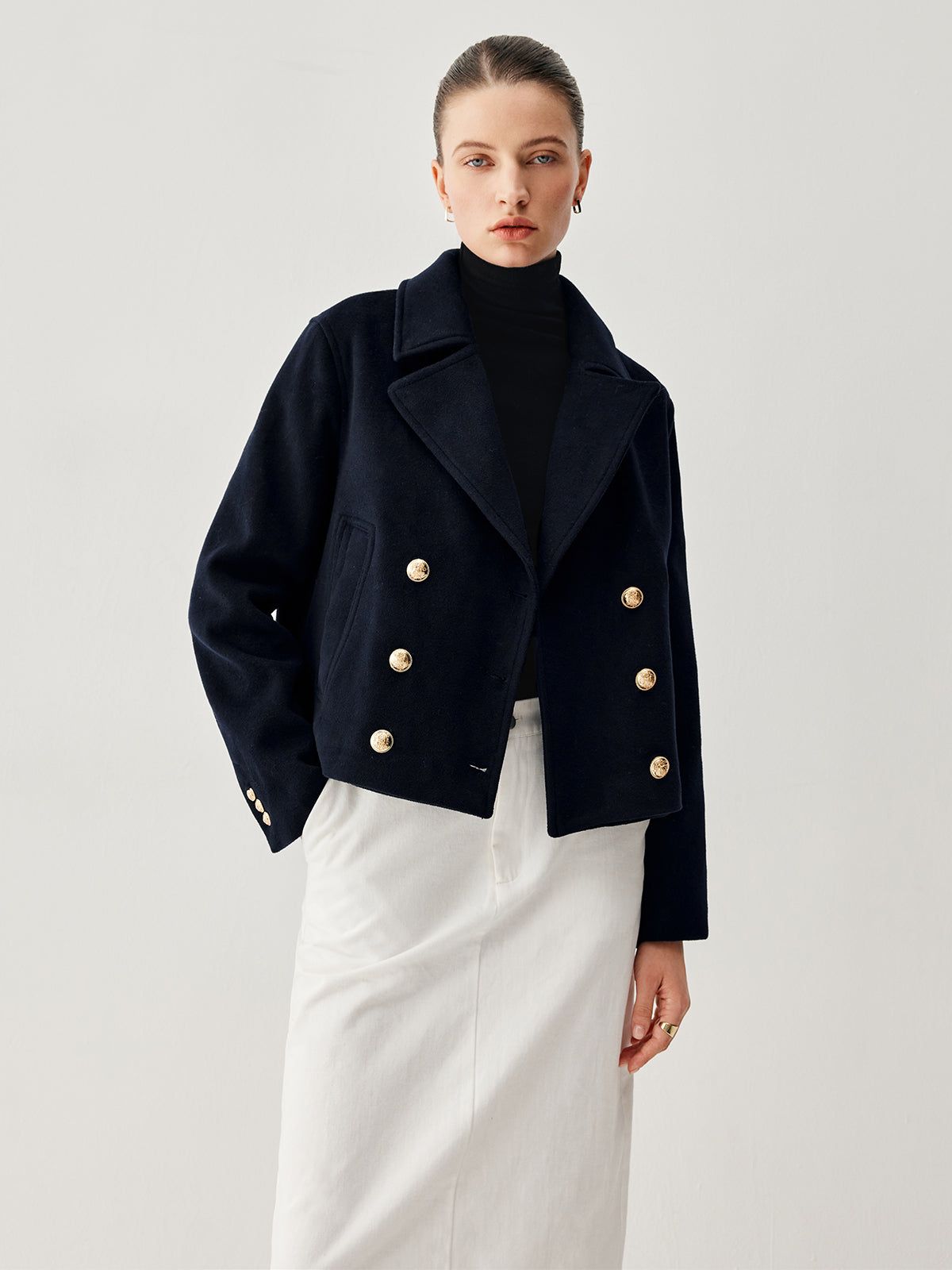 Collared Button Detail Wool Coat sold by COMMENSE product image thumbnail 2