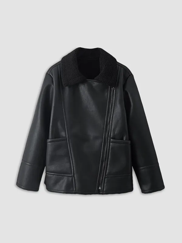 Ultra Warm Shearling Leather Flight Jacket sold by COMMENSE