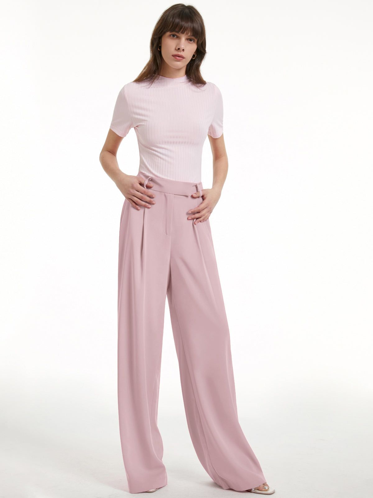 High Waisted Wide Leg Regular Fit Trousers sold by COMMENSE product image thumbnail 4