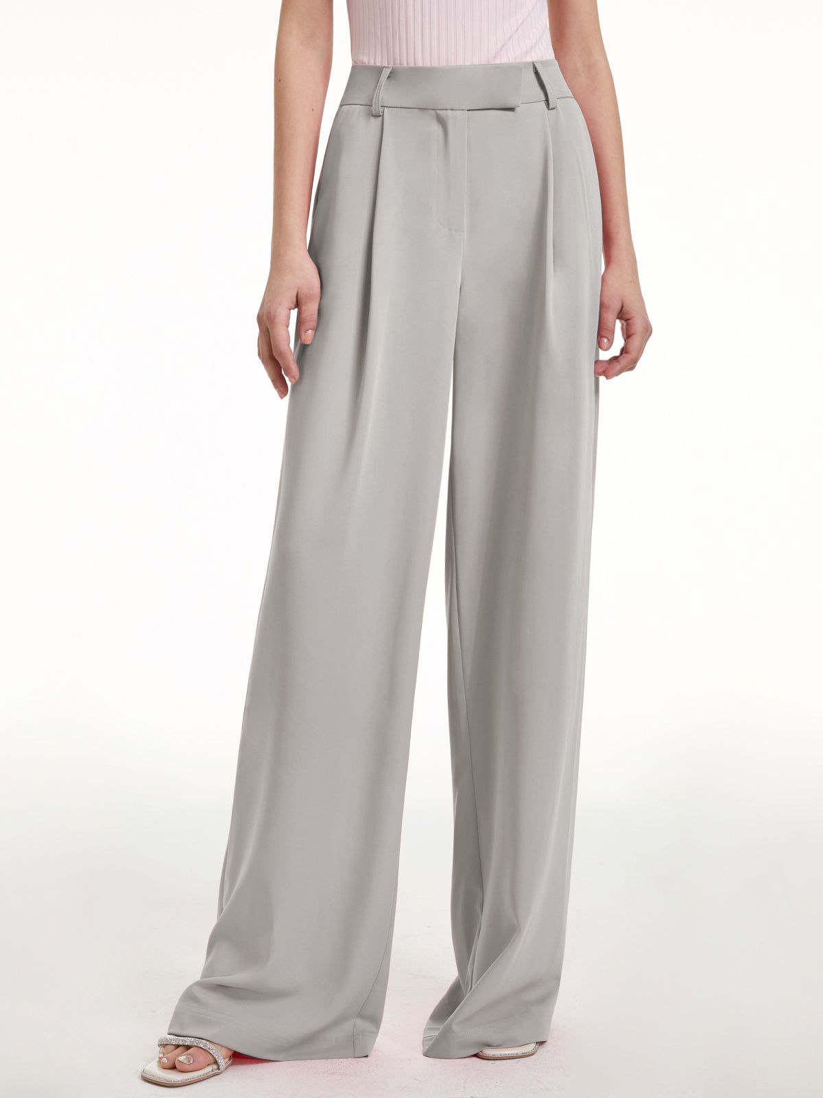 High Waisted Wide Leg Regular Fit Trousers sold by COMMENSE product image thumbnail 2