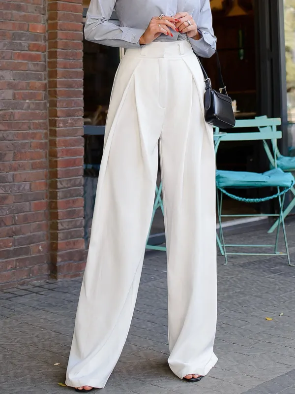 Solid Wide Leg Pants sold by COMMENSE