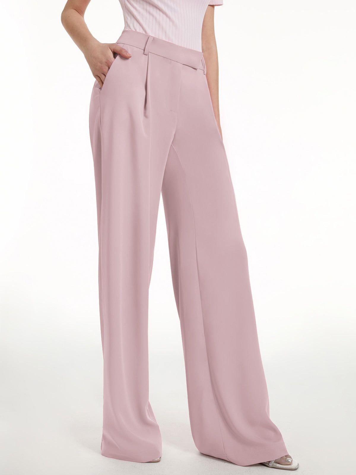 High Waisted Wide Leg Regular Fit Trousers sold by COMMENSE product image thumbnail 6