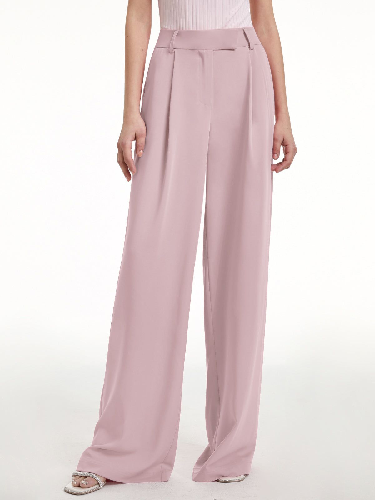 High Waisted Wide Leg Regular Fit Trousers sold by COMMENSE product image thumbnail 3