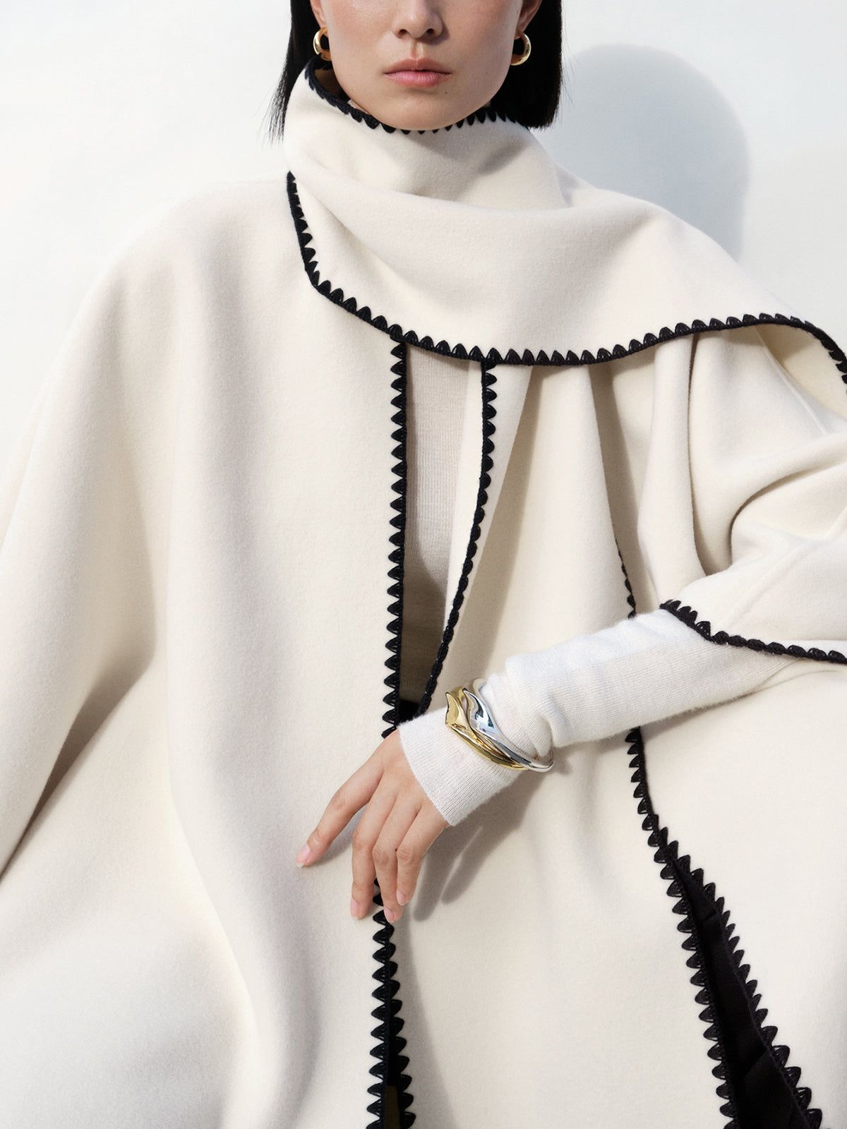 Making Moments Contrast Trim Scarf Coat sold by COMMENSE product image thumbnail 2