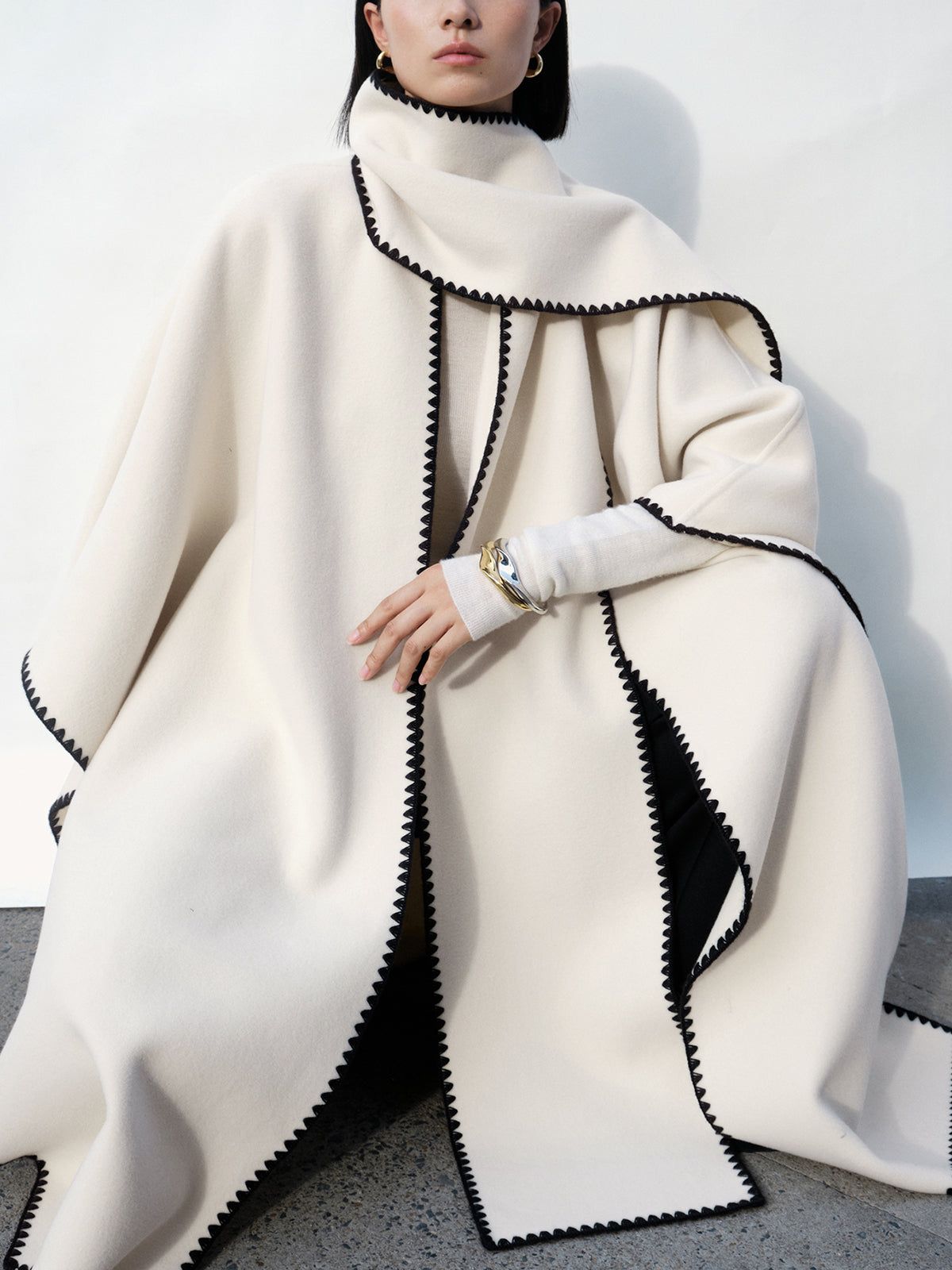 Making Moments Contrast Trim Scarf Coat sold by COMMENSE product image thumbnail 3