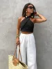 Cotton & Line Crisscross Halter Tank Top sold by COMMENSE