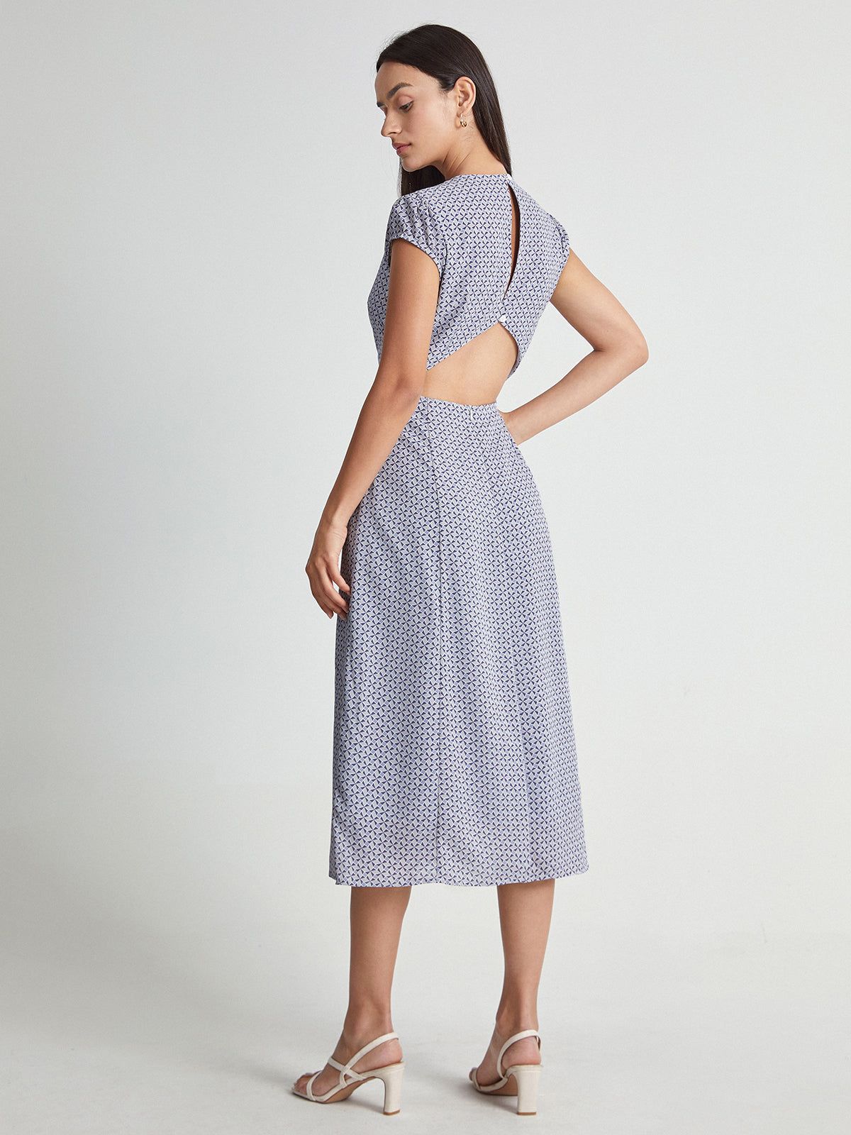 Cap Sleeve Back Cutout Midi Slit Dress sold by COMMENSE product image thumbnail 3