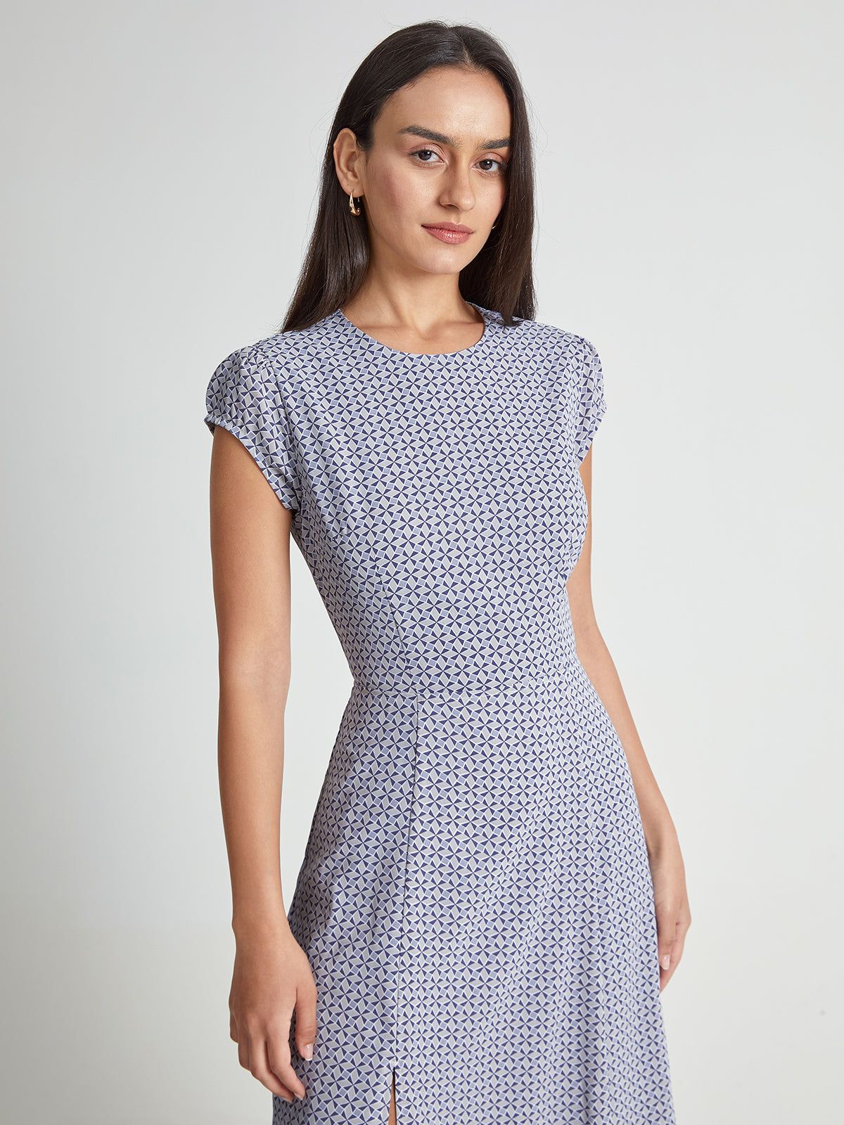 Cap Sleeve Back Cutout Midi Slit Dress sold by COMMENSE product image thumbnail 4