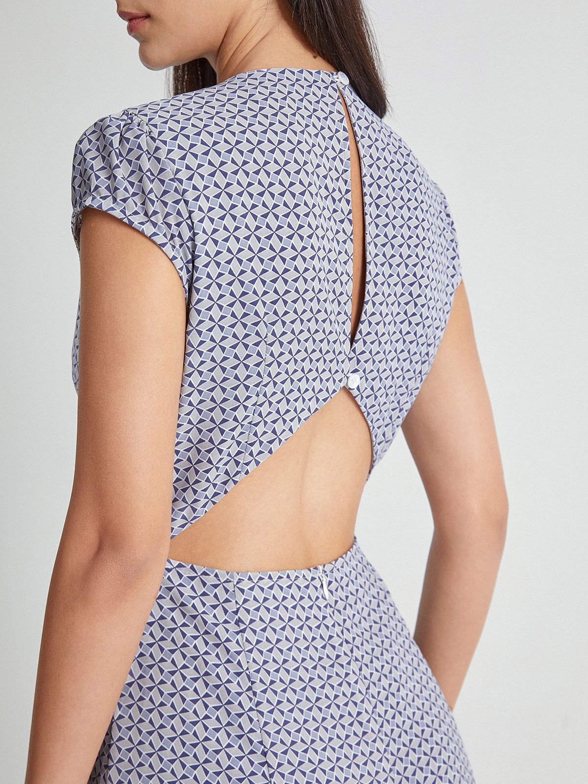 Cap Sleeve Back Cutout Midi Slit Dress sold by COMMENSE