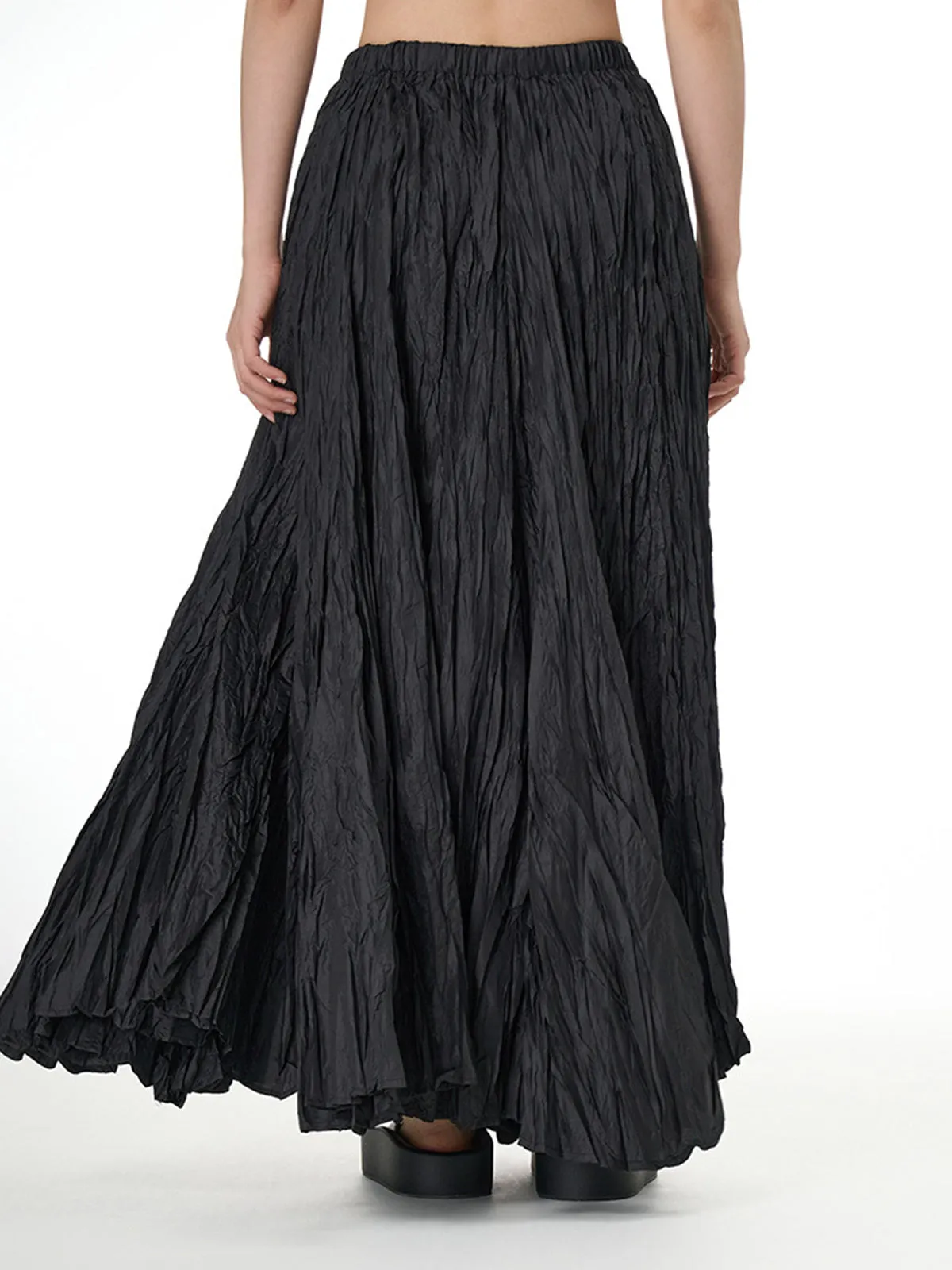 Solid Color Pleated Maxi Skirt sold by COMMENSE product image thumbnail 4